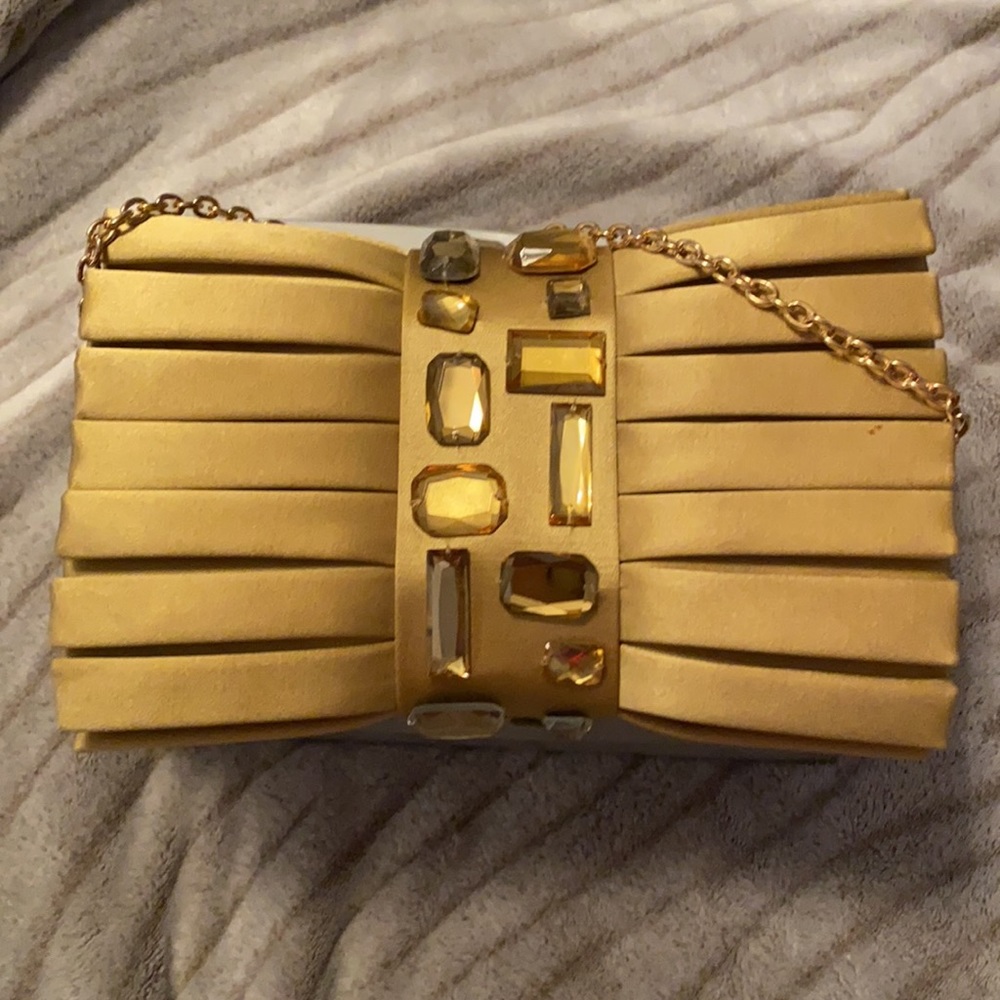 Sondra Roberts Gold Evening Clutch with Stones - Picture 3 of 6